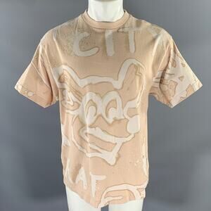 ACNE STUDIOS Size XXS Tan White Graphic Cotton Crew-Neck T-shirt